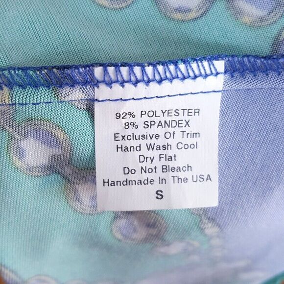 OH MY BOD Womens Dress Small Blue Pullover Shift Mini Stretch 60s Retro Funky - Picture 5 of 8